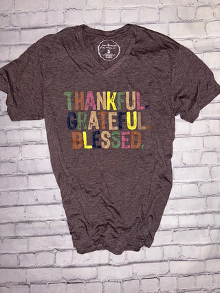 Jane Marie Thankful. Grateful. Blessed T-Shirt Macchiato