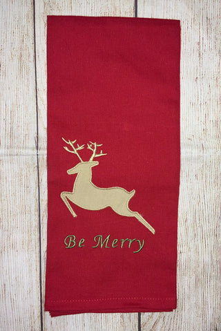 Be Merry Reindeer Tea Towel