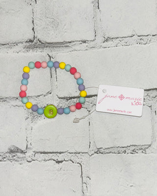 Jane Marie Kids Lime Stamped Beaded Multicolored Initial Bracelet "B"