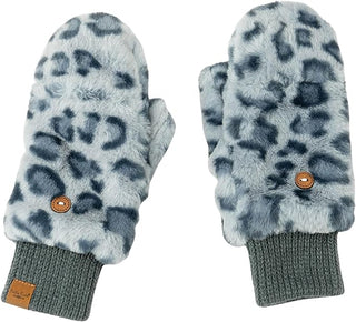Britt's Knits Snow Leopard Mittens Blu