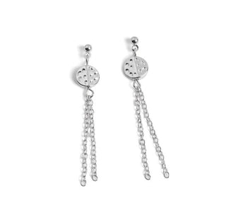 Whispers Dimple Disc Chain Dangle Earrings Silver WN004630