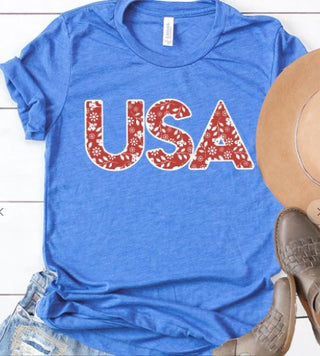 Kissed Apparel Red & White Floral USA T-Shirt