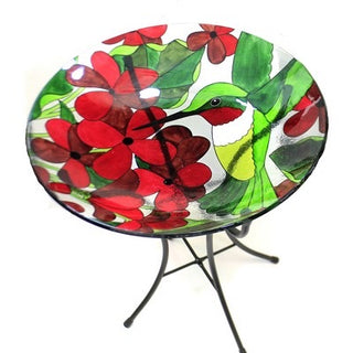 Hummingbird Glass Bird Bath w/Stand