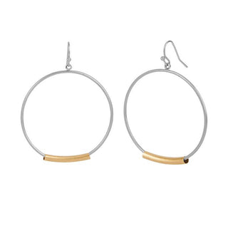 Whispers Silver Metal Hoops w/Bar Earrings WN003063