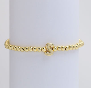 Josslyn Gold Initial Monogram Bubble Beaded Bracelet S