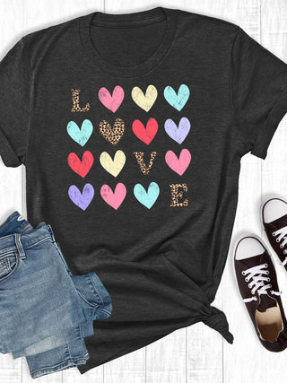 Rebel Rose Love Retro Hearts T-Shirt