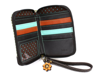 Chala Zip Around Wallet Highland Cow Green Stripe 839