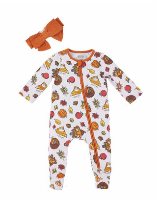 Mudpie Thanksgiving Sleeper & Headband Set
