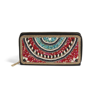 Coco + Carmen Artisan Beaded Wallet Red/Blue