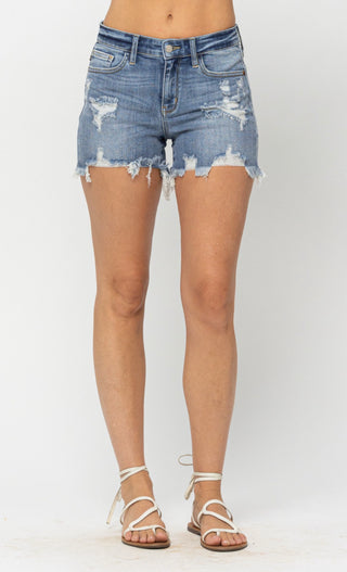 Judy Blue Destroyed Fray Hem Shorts 15201