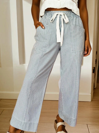 66 Disco Stripe Mid Rise Drawstring Waist Denim Jeans