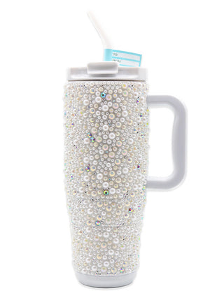 Simply Southern 40oz Tumbler Rhinestone Pearl White