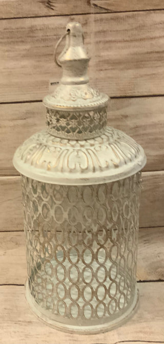 White Brushed Metal Lantern Medium