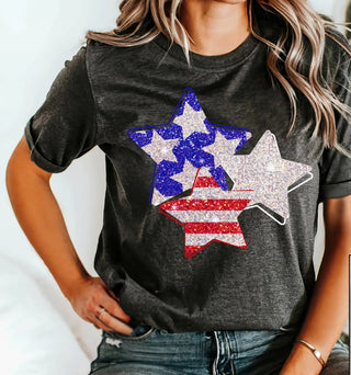 Southern Attitude Designs Glitter Stars Heather Dark Grey