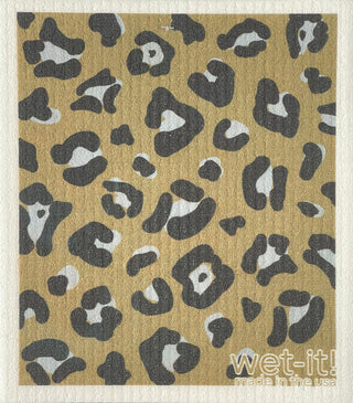 Wet it! Bold Leopard Swedish Dishcloth