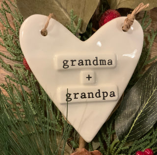 Mudpie Stamped Grandma + Grandpa Ornament