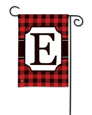Red & Black Check Monogram Garden Flag