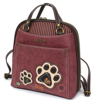 Chala 870 Convertible Backpack Pawprint Burgundy