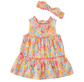 Mudpie Rainbow Floral Toddler Dress Set
