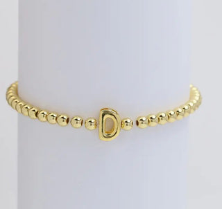Josslyn Gold Initial Monogram Bubble Beaded Bracelet D