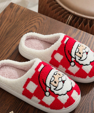 Zenana Novelty Soft Plush Cozy Slippers Santa Red