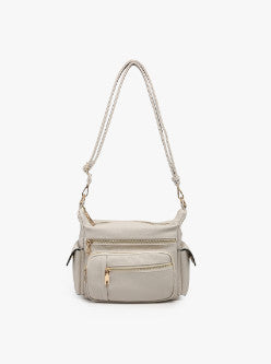 Jen & Co Nicole Multi Zip Crossbody Light Grey M2677