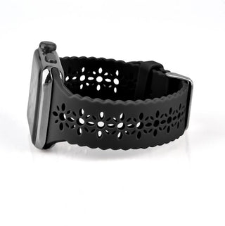 Silicone Apple Watch Band Laser Cut Black 42/44/45mm