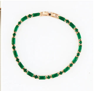 Howard's Stella Baguette and Round Gemstone Bracelet Green