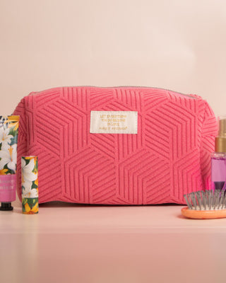 Simply Southern Terry Cosmetic Bag Hot Pink