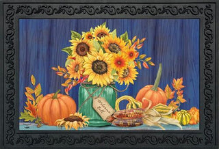 Fall Mason Jar w/Sunflowers Doormat