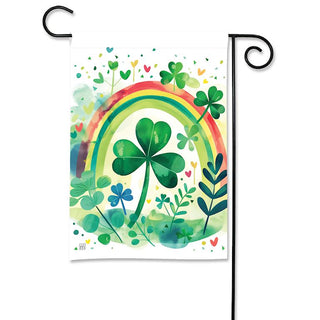Rainbow Clover Garden Flag