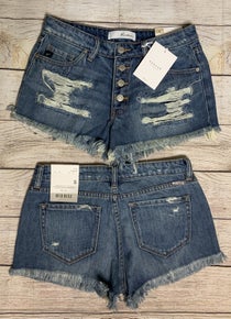 Sale Kancan Button Fly Distressed Boyfriend Shorts 7817