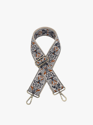 Jen & Co Adjustable Guitar Strap Boho Vine Navy/Gray/Camel