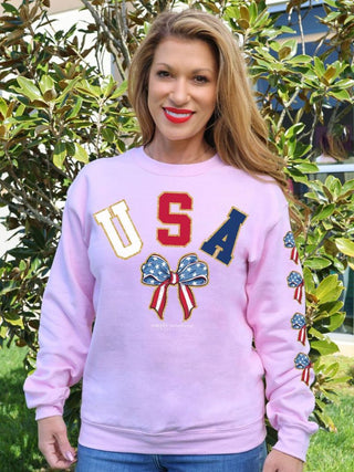 Simply Southern Crew USA Light Pink