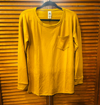 Sew In Love Long Sleeve Top with Pocket Mustard