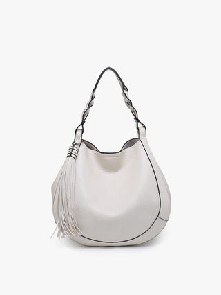 Jen & Co Eloise Large Tassel Hobo Off White M2180