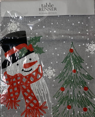 Snowman Embellished Table Runner 14x70