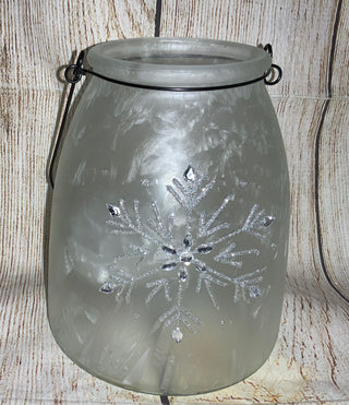 Glass Jar w/Snowflake & String Lights