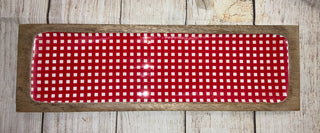 Red Gingham Enameled Mango Wood Tray