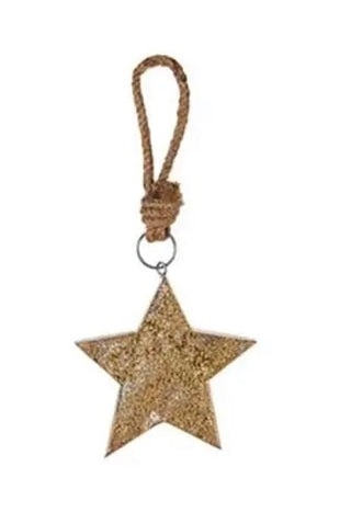 Wooden Ornament Gold Stars