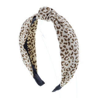 Jane Marie Thin Beige & Cream Leopard Print Headband