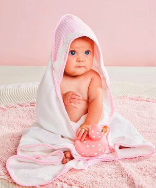 Mudpie Pink Ric-Rac Hooded Towel