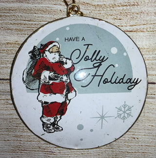 Vintage Santa Disc Ornament Style 2