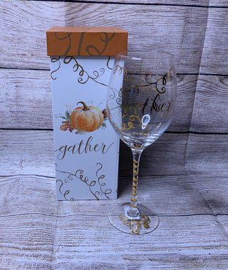 Gather Pumpkin Wine Glass