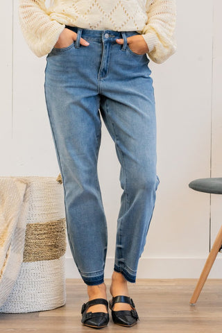 Judy Blue ThermaDenim Undone Hem Boyfriend Jeans 88208