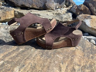 Corkys Carley Chocolate/Leopard Suede Wedge