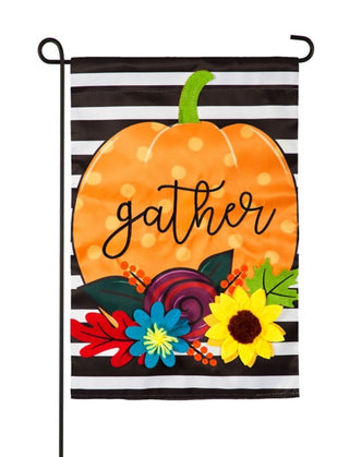 Striped Gather Pumpkin Garden Flag