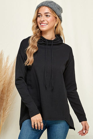 Culture Code High Neck Low Hem Top Black