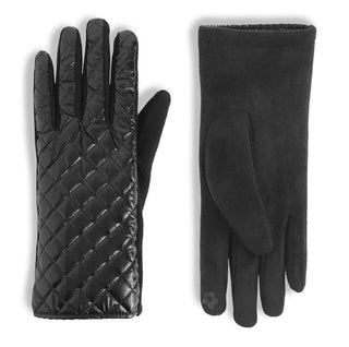Coco & Carmen Quilted Metallic Puffer Touchscreen Gloves Black