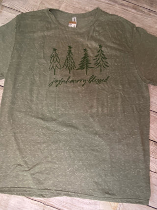 Joyful. Merry. Blessed Tree Graphic T-shirt